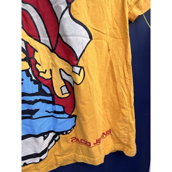 Vintage Paco Jeans Shirt Adult XL Yellow 90s Y2K All Over Print AOP Mens - Picture 3 of 11